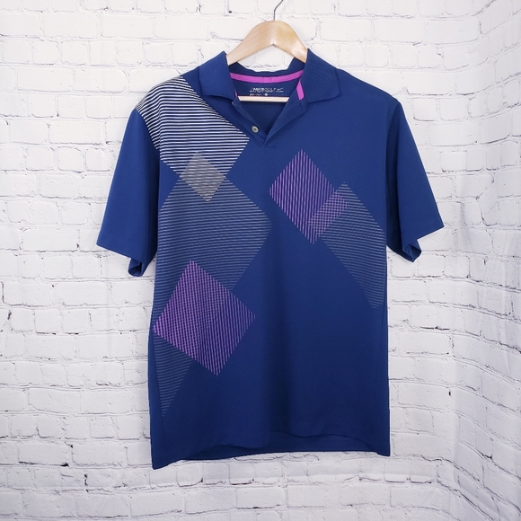 Nike Golf Mens Polo Shirt Navy Graphic Preppy Y2K